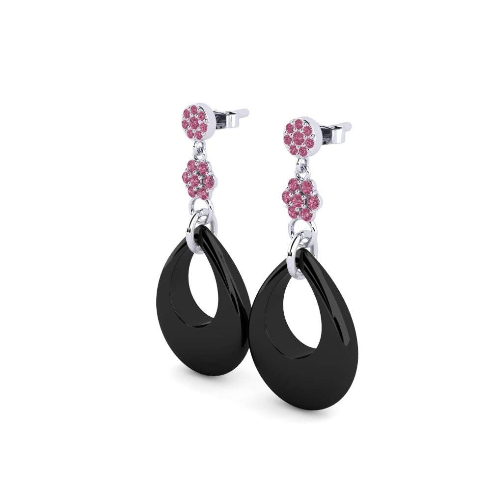 Platino 950 Granate Rhodolite Pendiente de mujer Arno