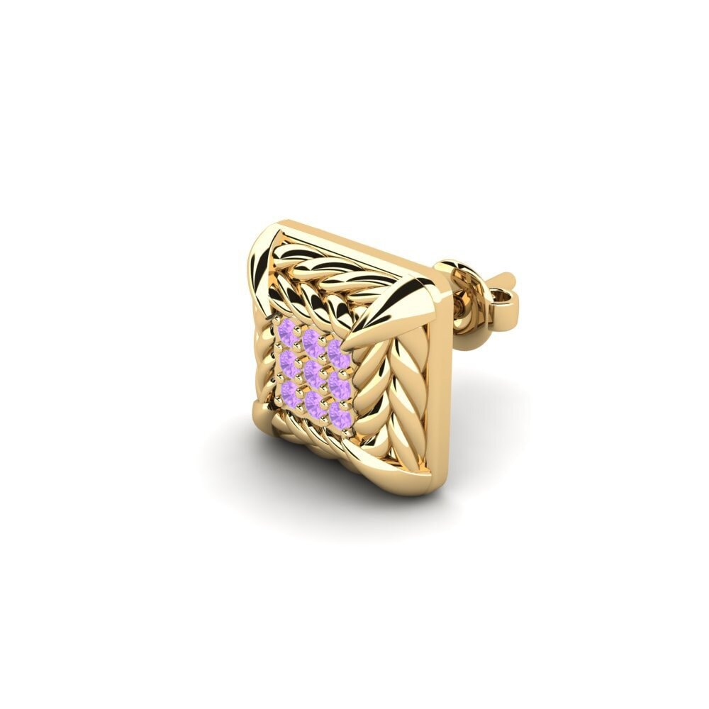 14ct Yellow Gold Amethyst Men's Earring Arnon
