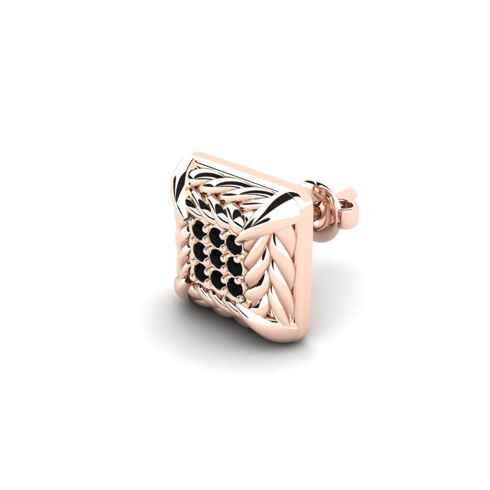 18ct Rose Gold Black Onyx Men's Earring Arnon