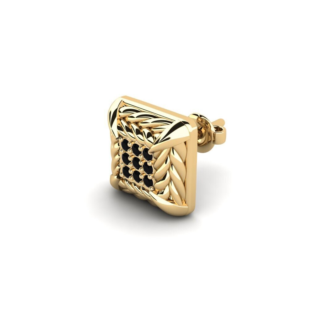 14ct Yellow Gold Black Onyx Men's Earring Arnon
