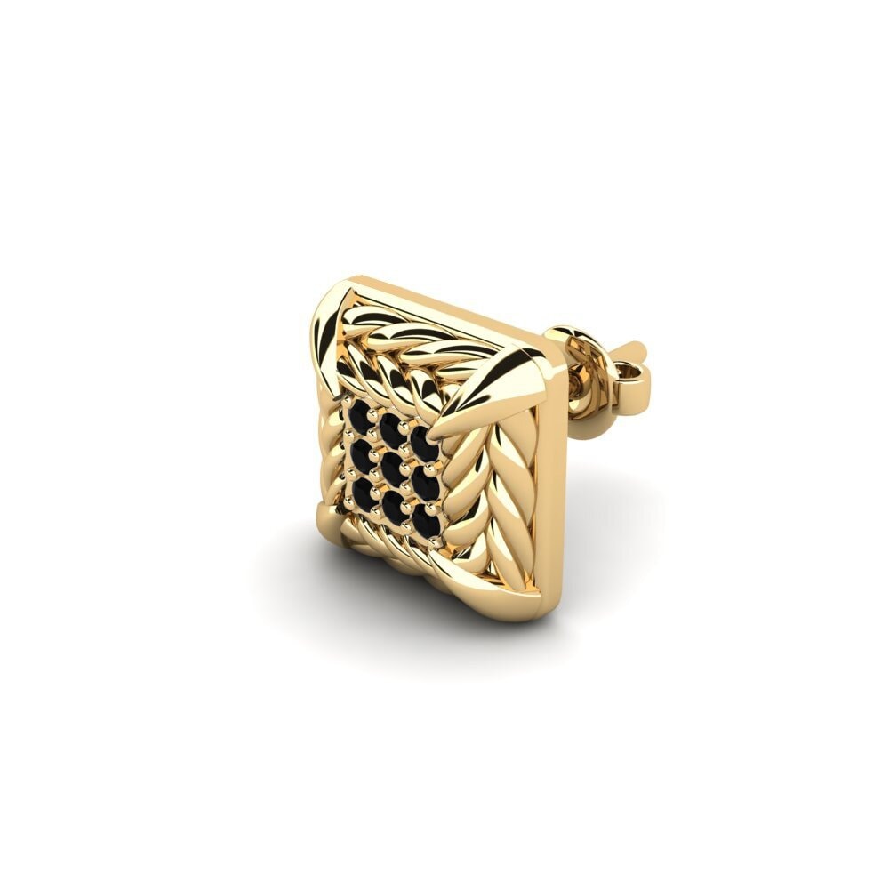 14ct Yellow Gold Black Diamond Men's Earring Arnon