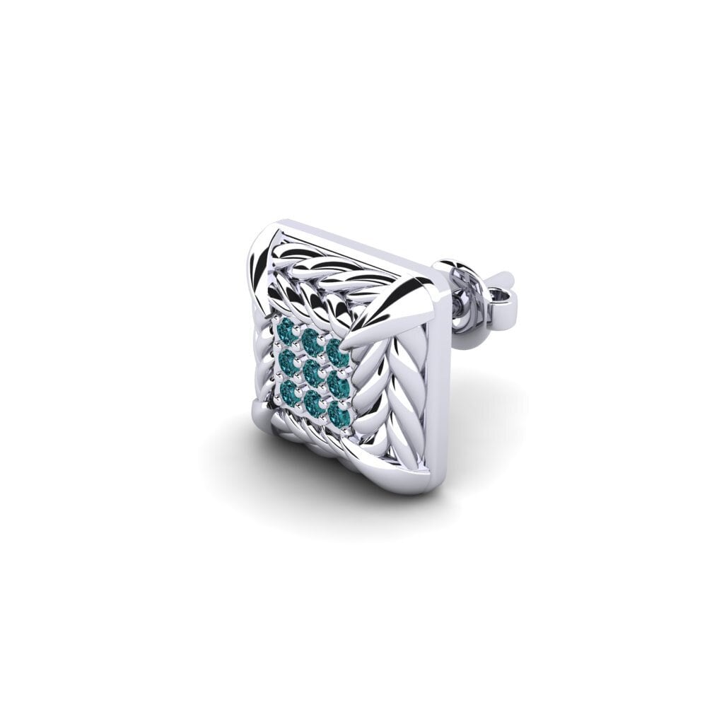 9ct White Gold Blue Diamond Men's Earring Arnon