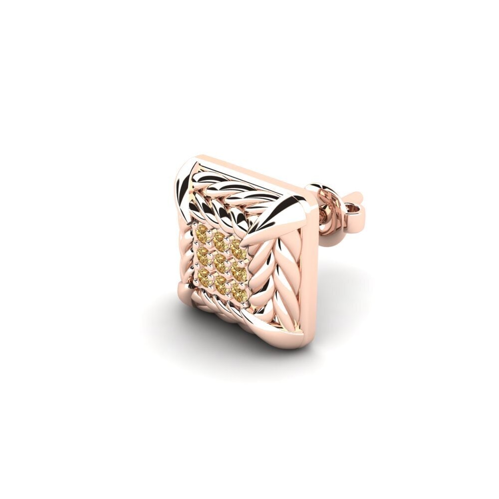 14ct Rose Gold Brown Diamond Men's Earring Arnon