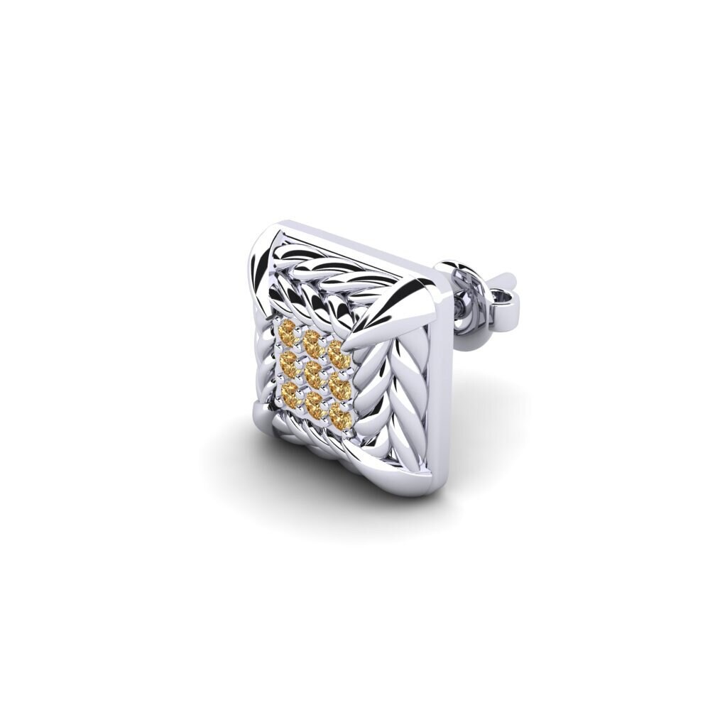925 stříbro Hnědý diamant Pánské náušnice Arnon