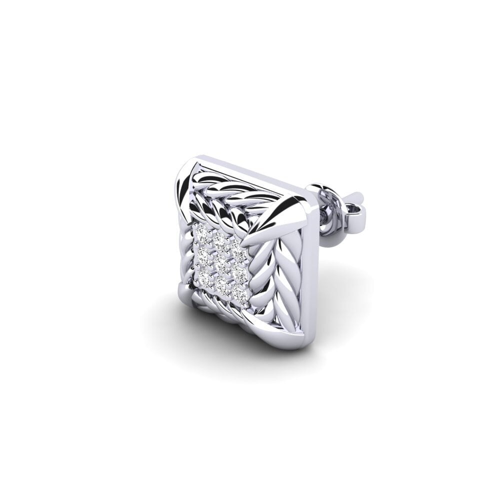 9ct White Gold White sapphire Men's Earring Arnon