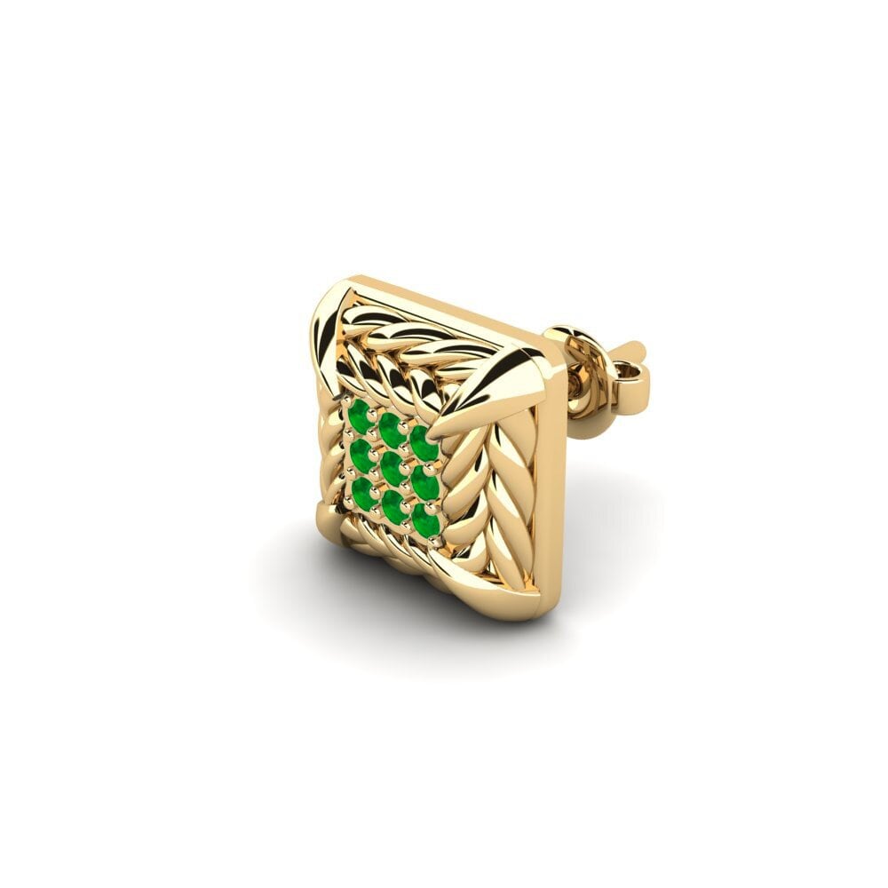 14ct Yellow Gold Emerald Men's Earring Arnon