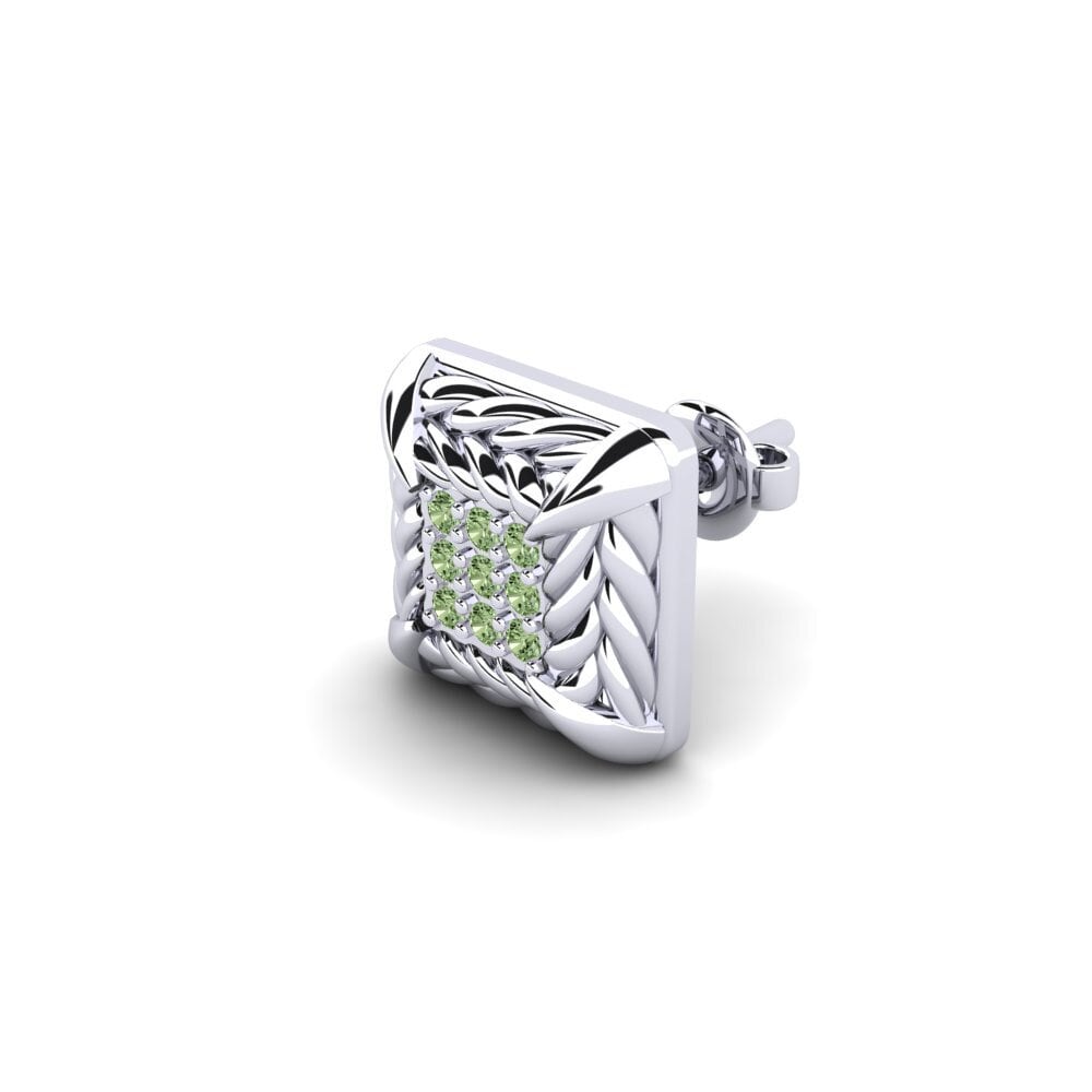 18k Oro Blanco Diamante Verde Pendiente para hombre Arnon