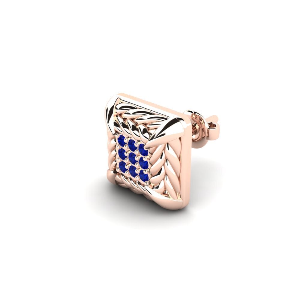 14ct Rose Gold Sapphire Men's Earring Arnon