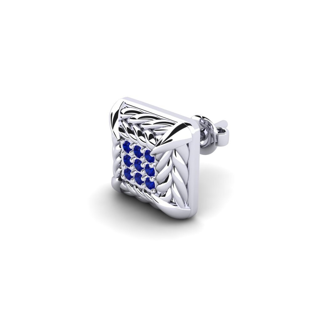 9k Oro Blanco Zafiro Pendiente para hombre Arnon