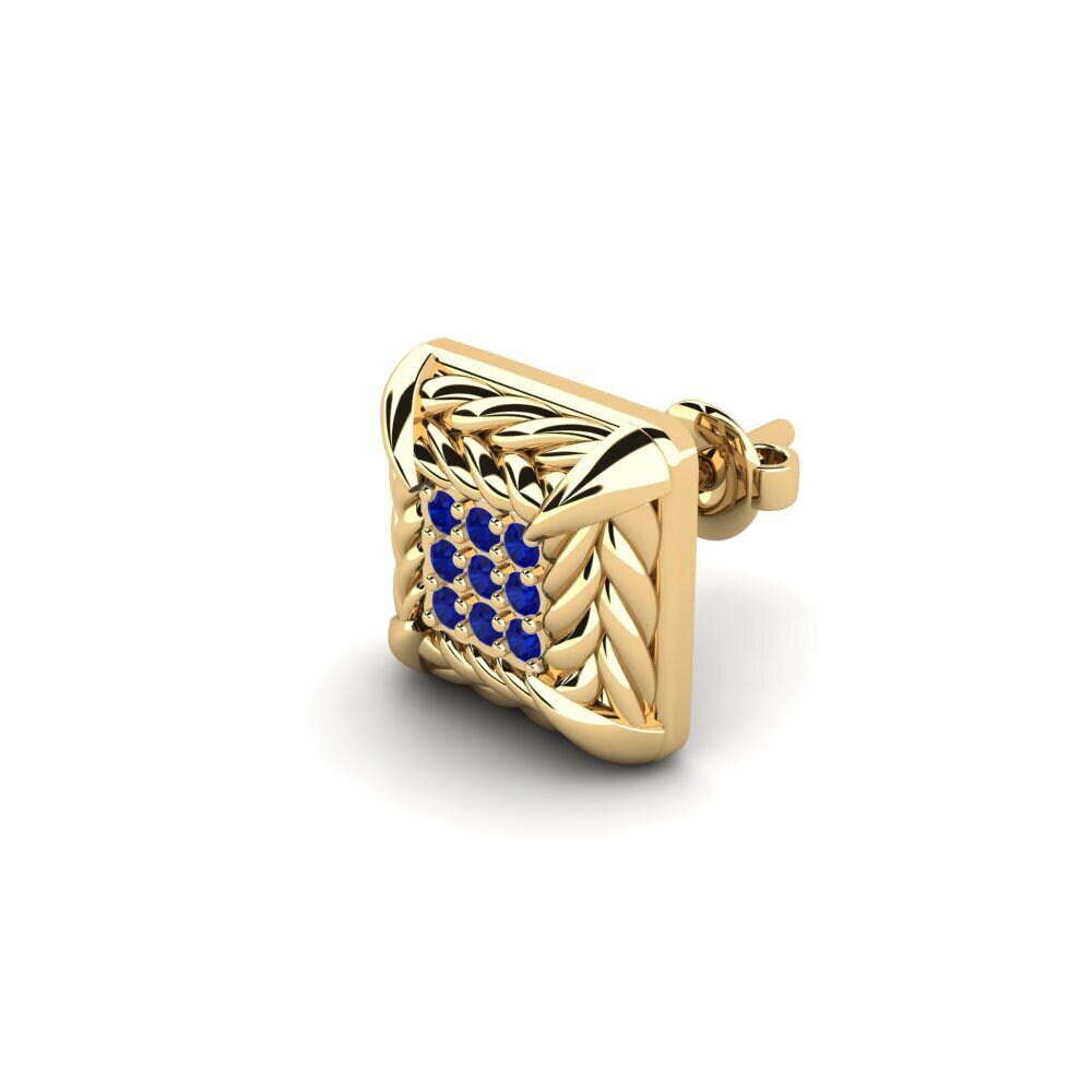 18ct Yellow Gold Sapphire Men's Earring Arnon