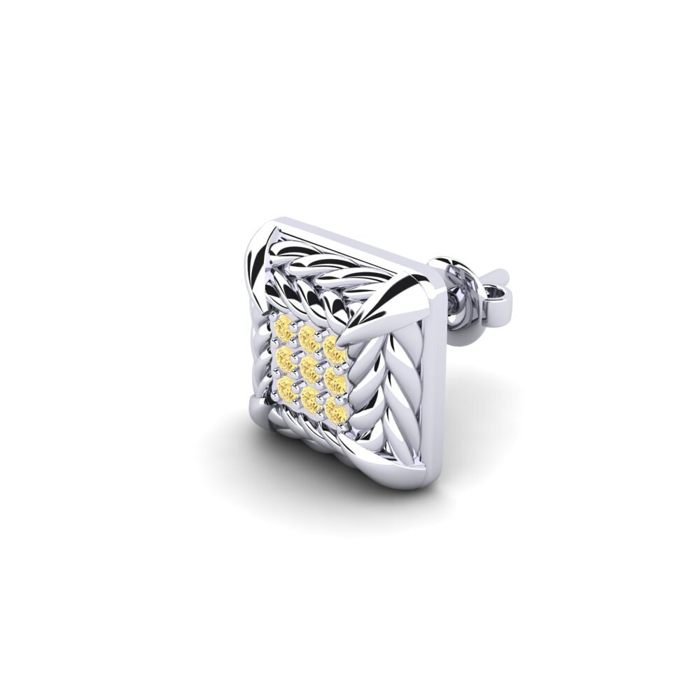 950 Palladium Žlutý diamant Pánské náušnice Arnon