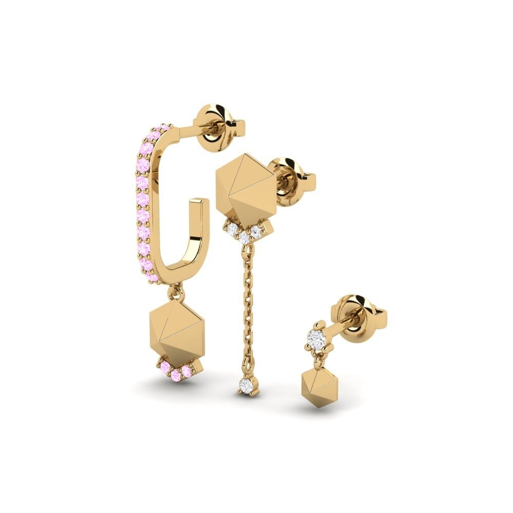 Rosa Saphir Damen ohrring Aroaro - SET