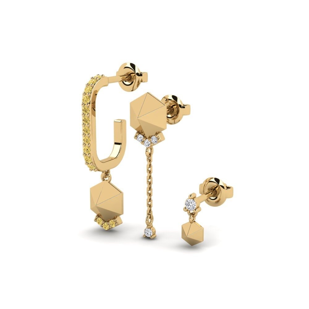 Gele Diamant Dames Oorbellen Aroaro - SET