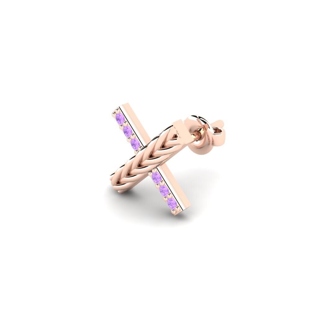 9k Oro Rosa Amatista Pendiente para hombre Aroffe