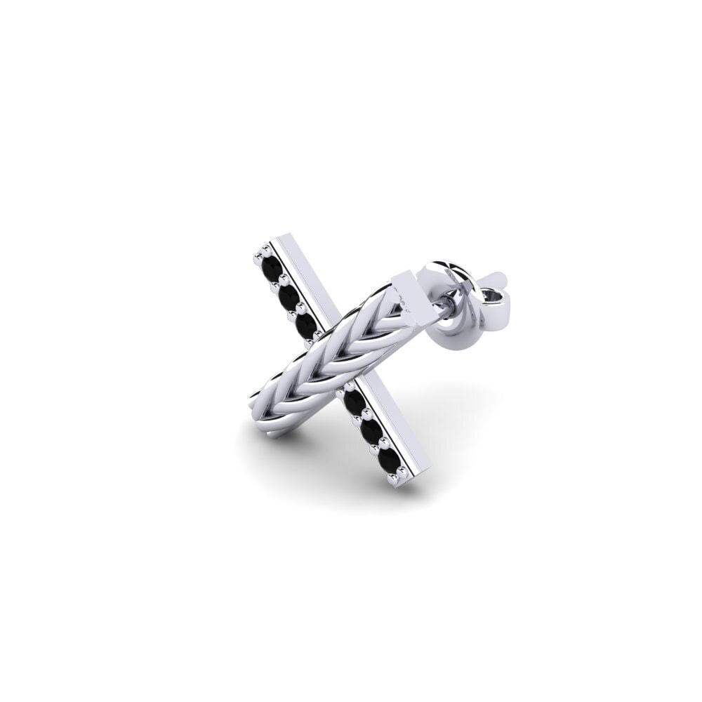 585 Bílé zlato Černý diamant Pánské náušnice Aroffe