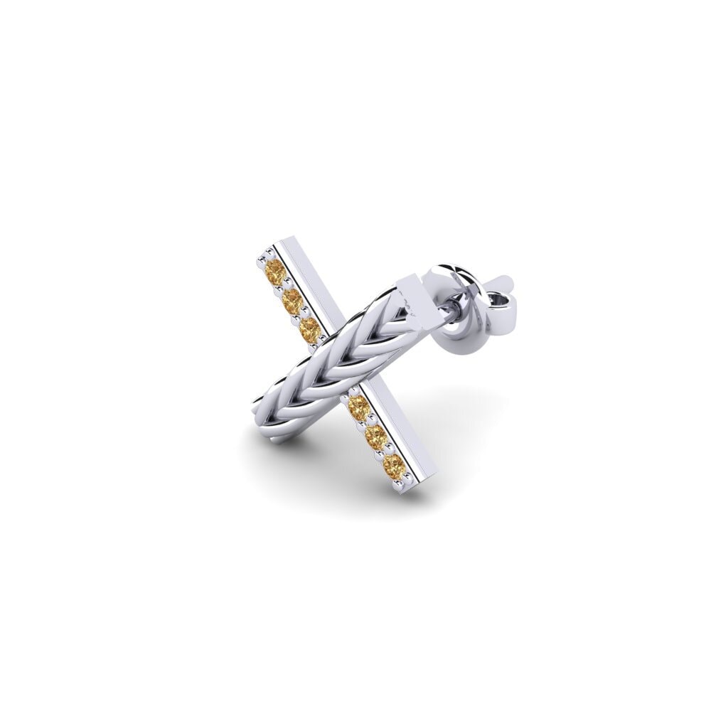 925 stříbro Hnědý diamant Pánské náušnice Aroffe