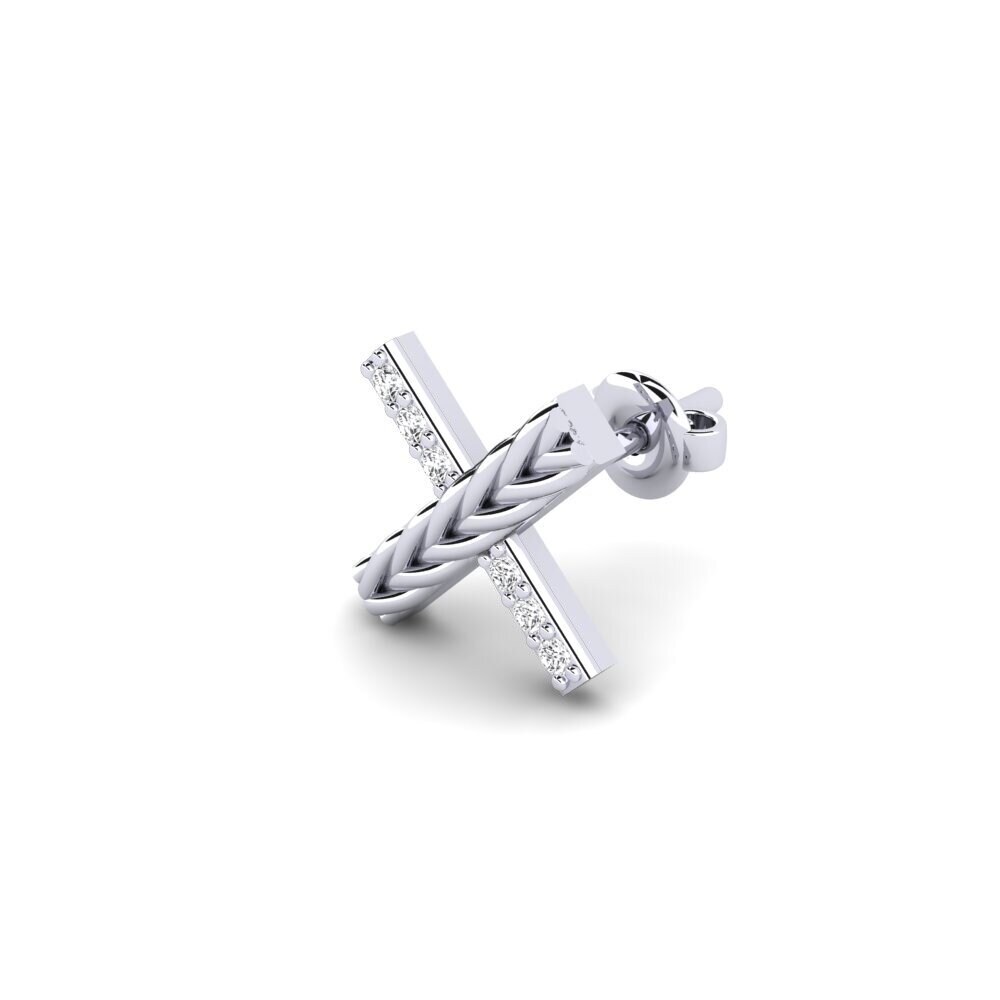 9ct White Gold White sapphire Men's Earring Aroffe