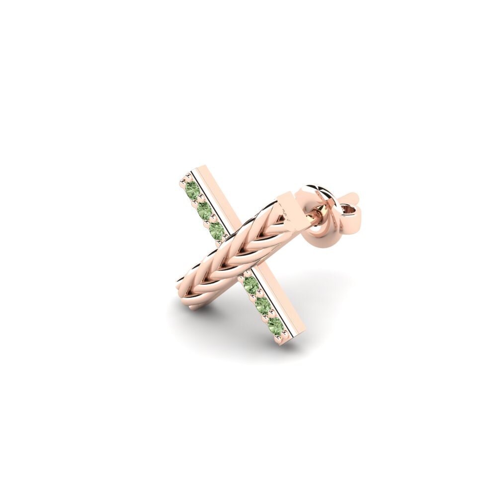 14ct Rose Gold Green Diamond Men's Earring Aroffe