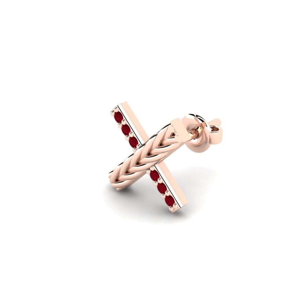 9k Oro Rosa Circonita Roja Pendiente para hombre Aroffe