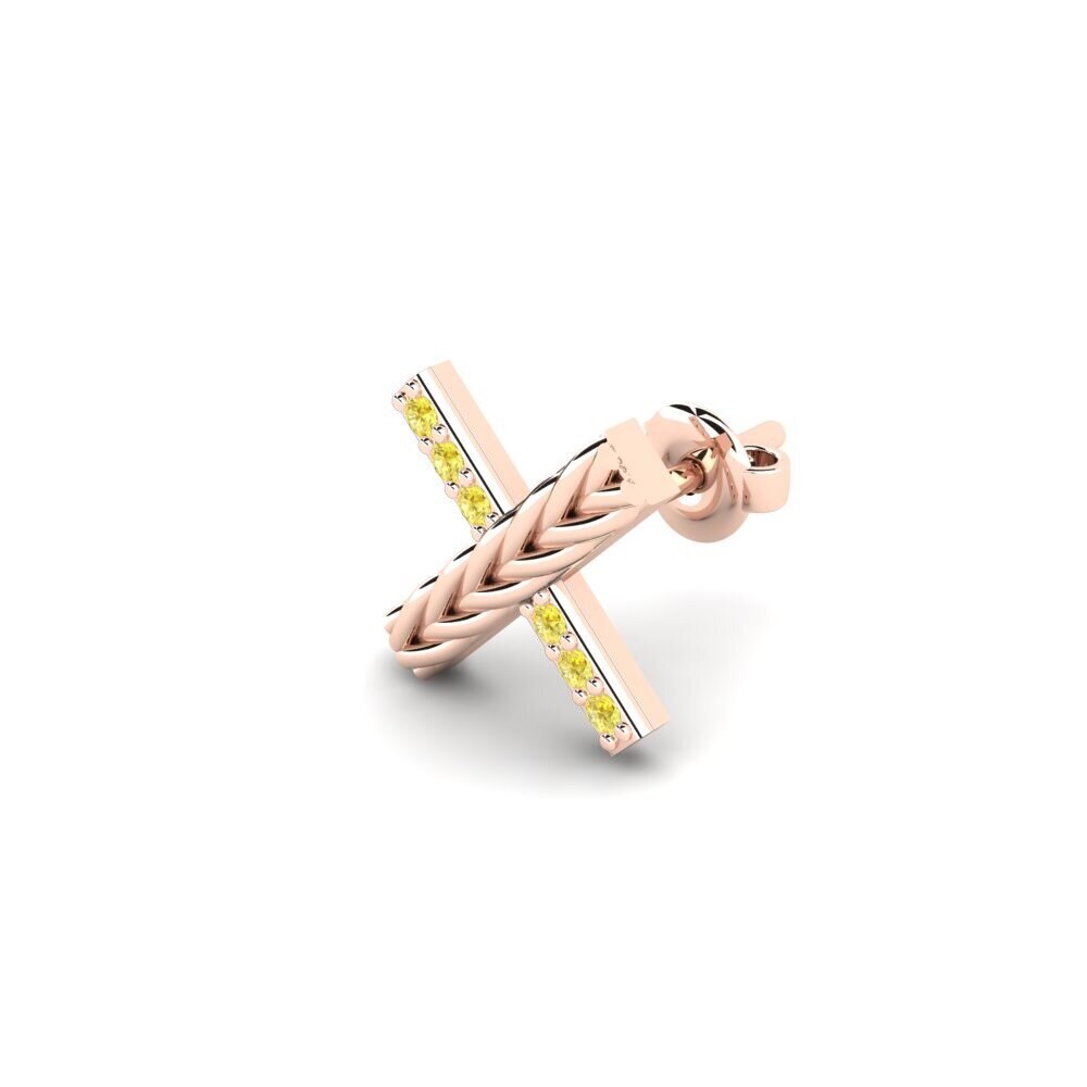 9ct Rose Gold Yellow Sapphire Men's Earring Aroffe