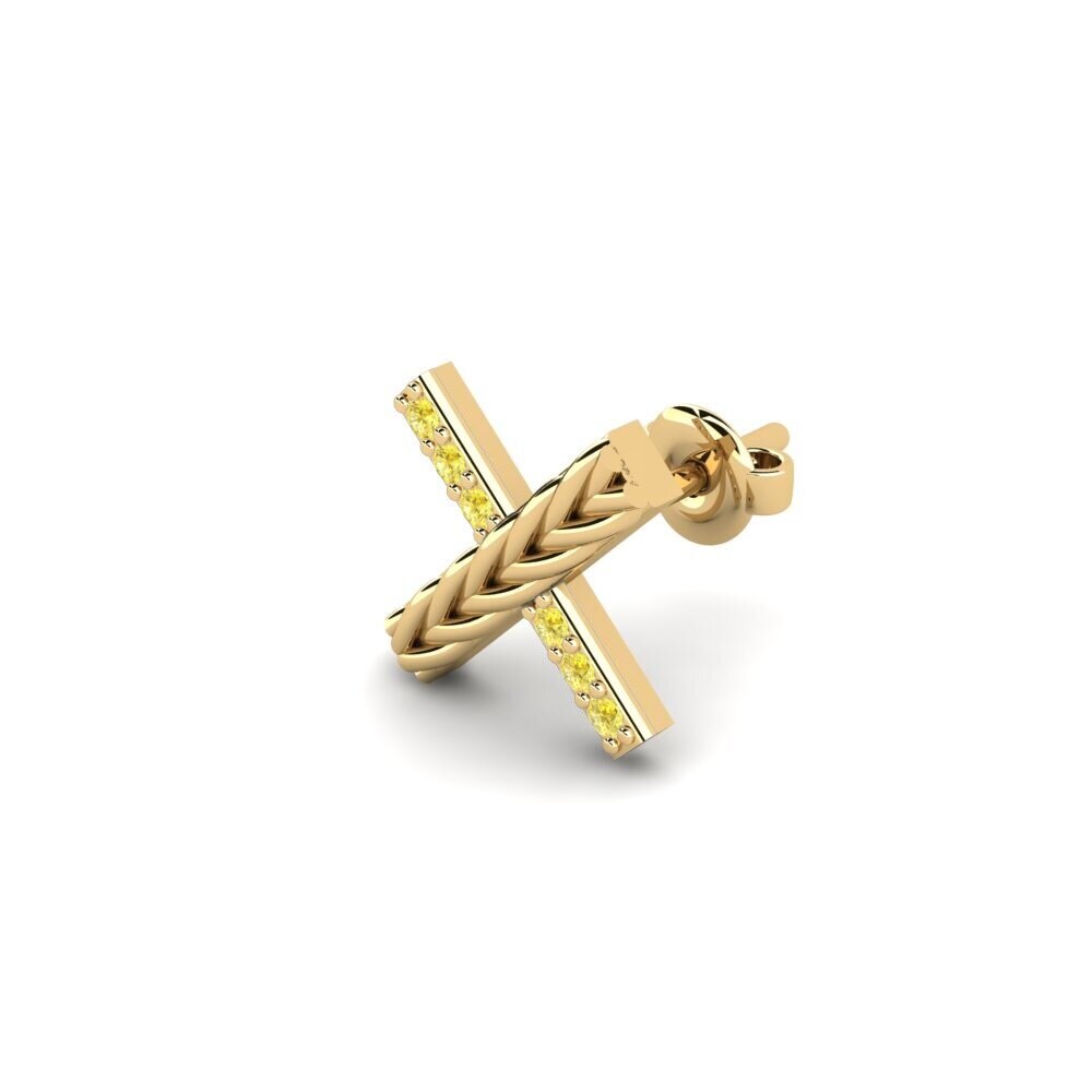 14ct Yellow Gold Yellow Sapphire Men's Earring Aroffe