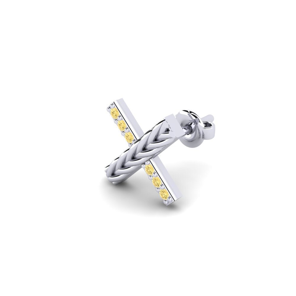 950 Palladium Žlutý diamant Pánské náušnice Aroffe