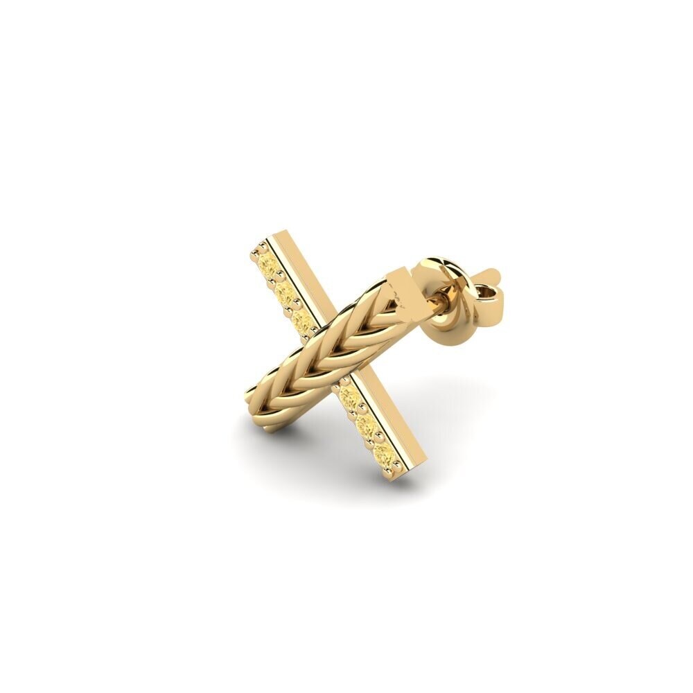 14ct Yellow Gold Yellow Diamond Men's Earring Aroffe