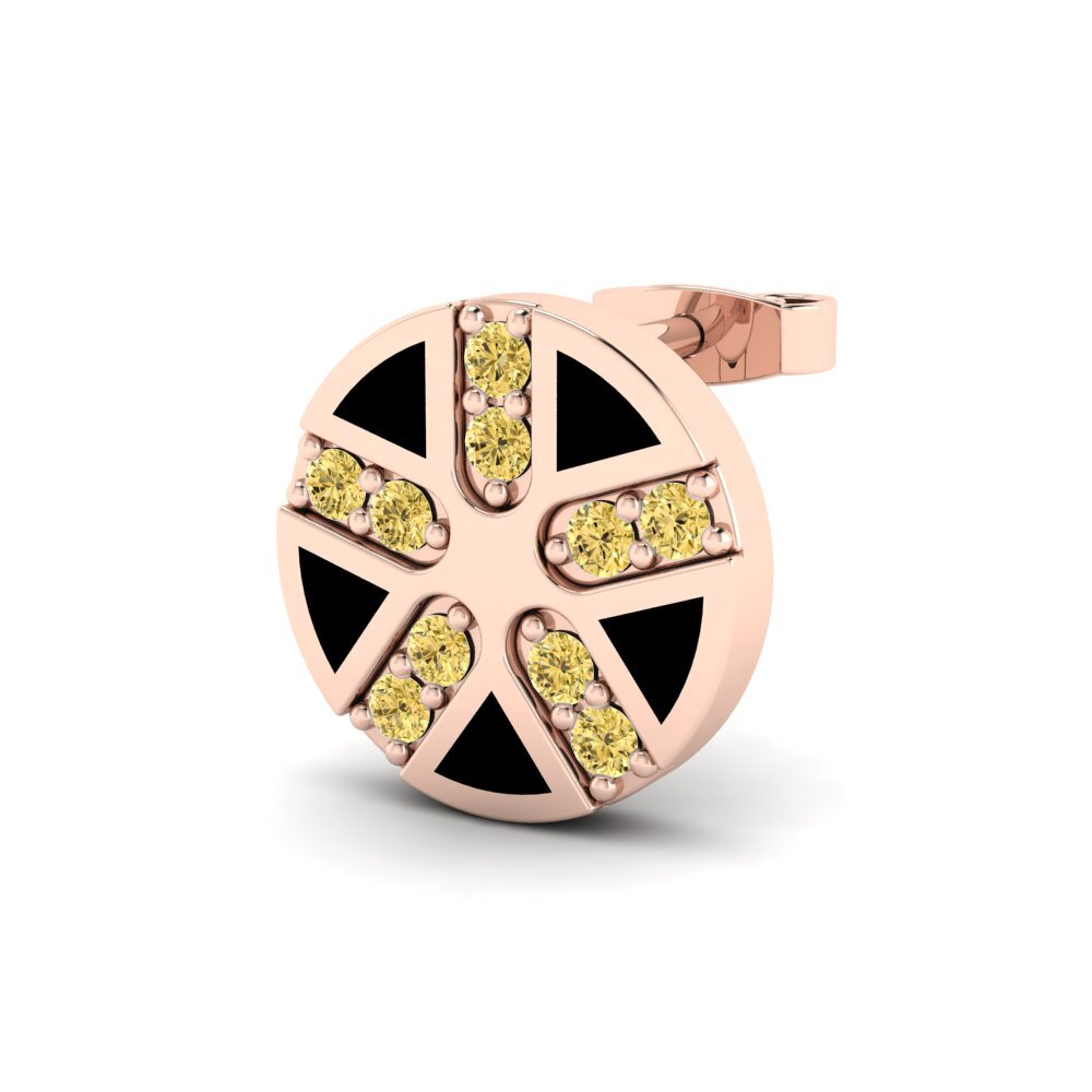 9ct Rose Gold Yellow Diamond Men's Earring Aromatisse