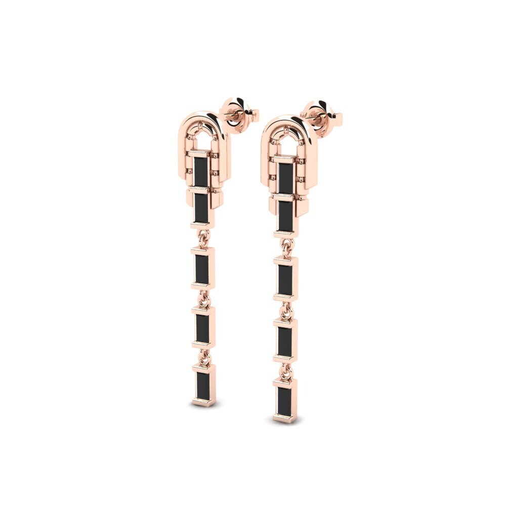 14k Rose Gold Black Sapphire Women's Earring Arrats