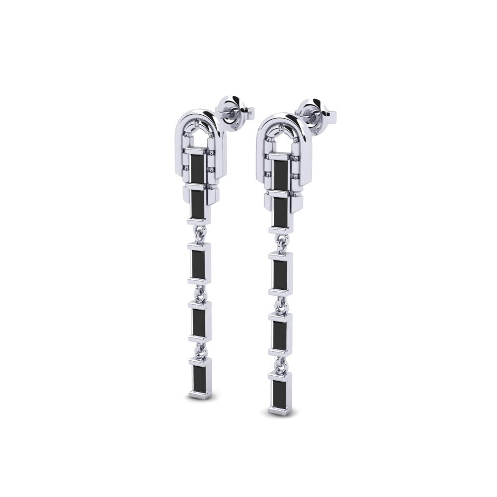 9k White Gold Black Sapphire Women's Earring Arrats