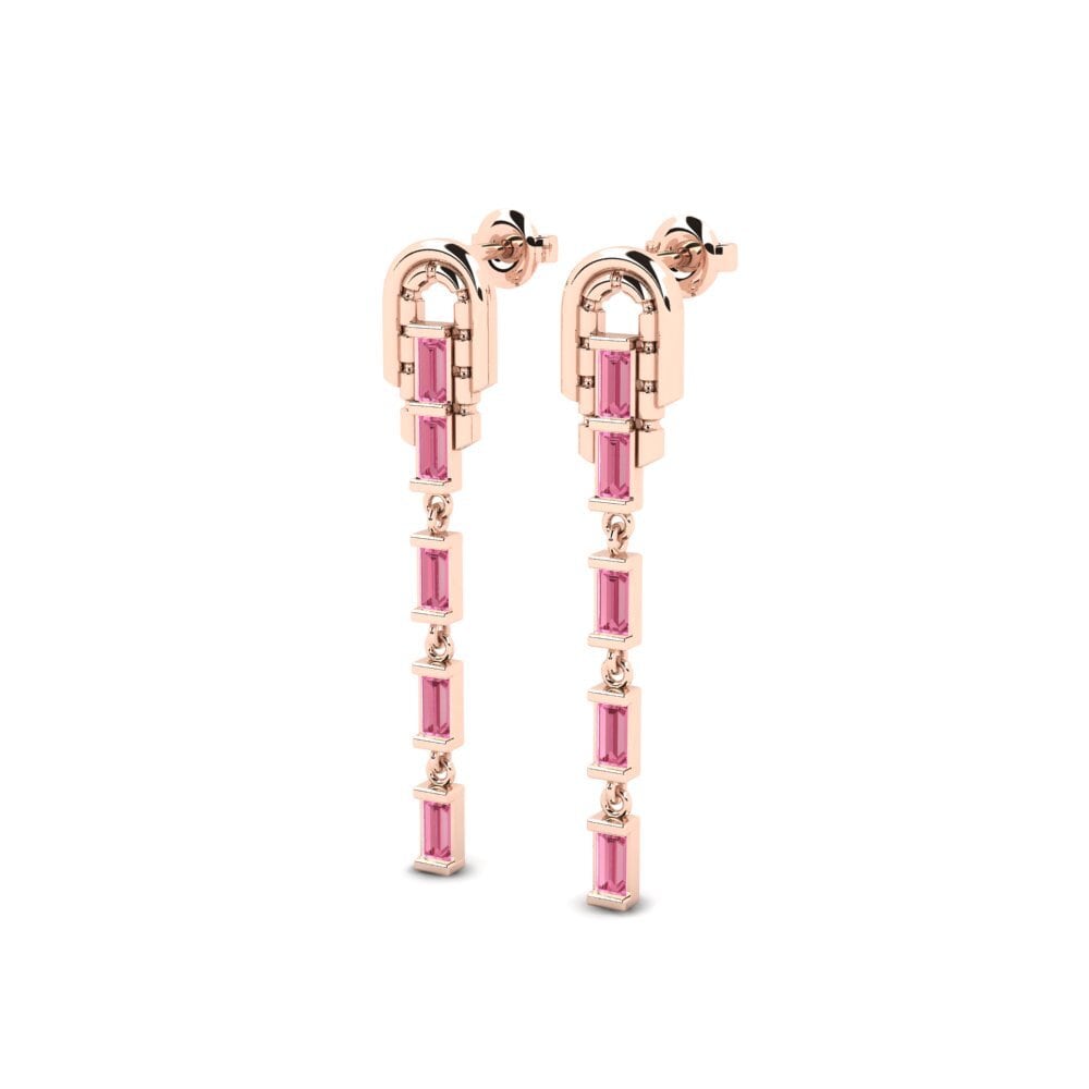14k Rose Gold Pink Sapphire Women's Earring Arrats