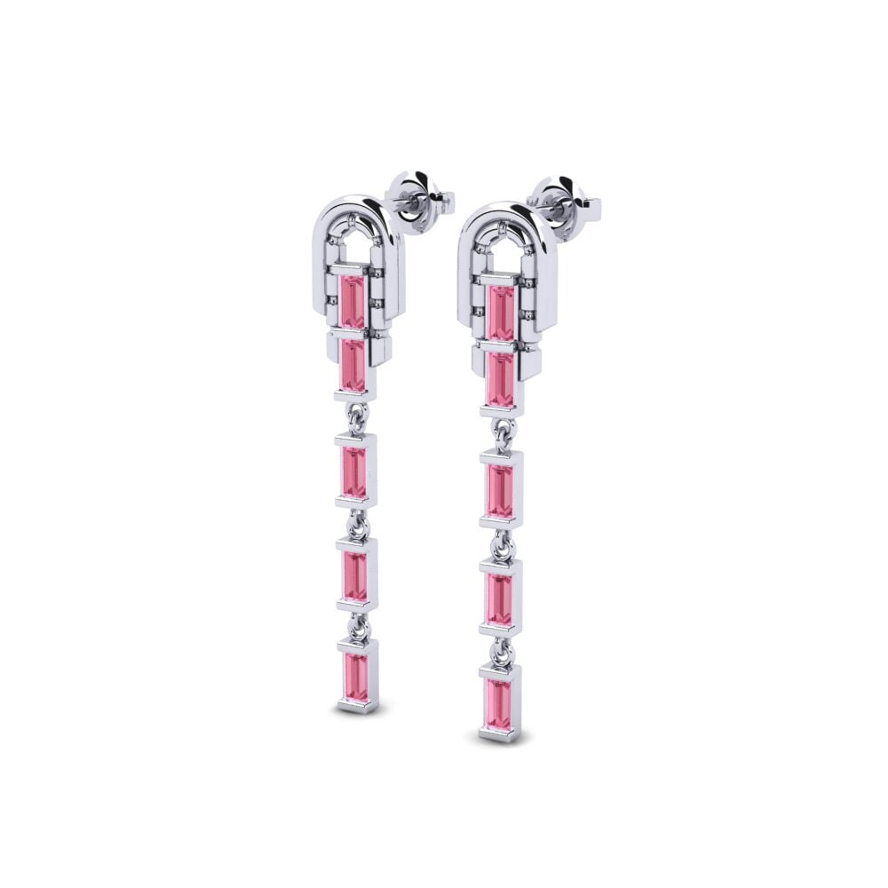 950 Platinum Pink Sapphire Women's Earring Arrats