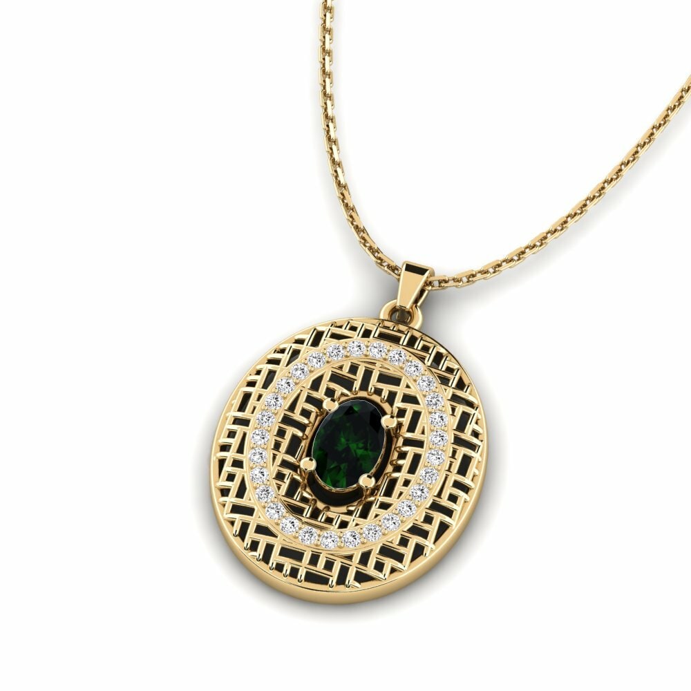 Oval 0.36 Carat Fusion Green Tourmaline 14k Yellow Gold Women's Pendant Arri