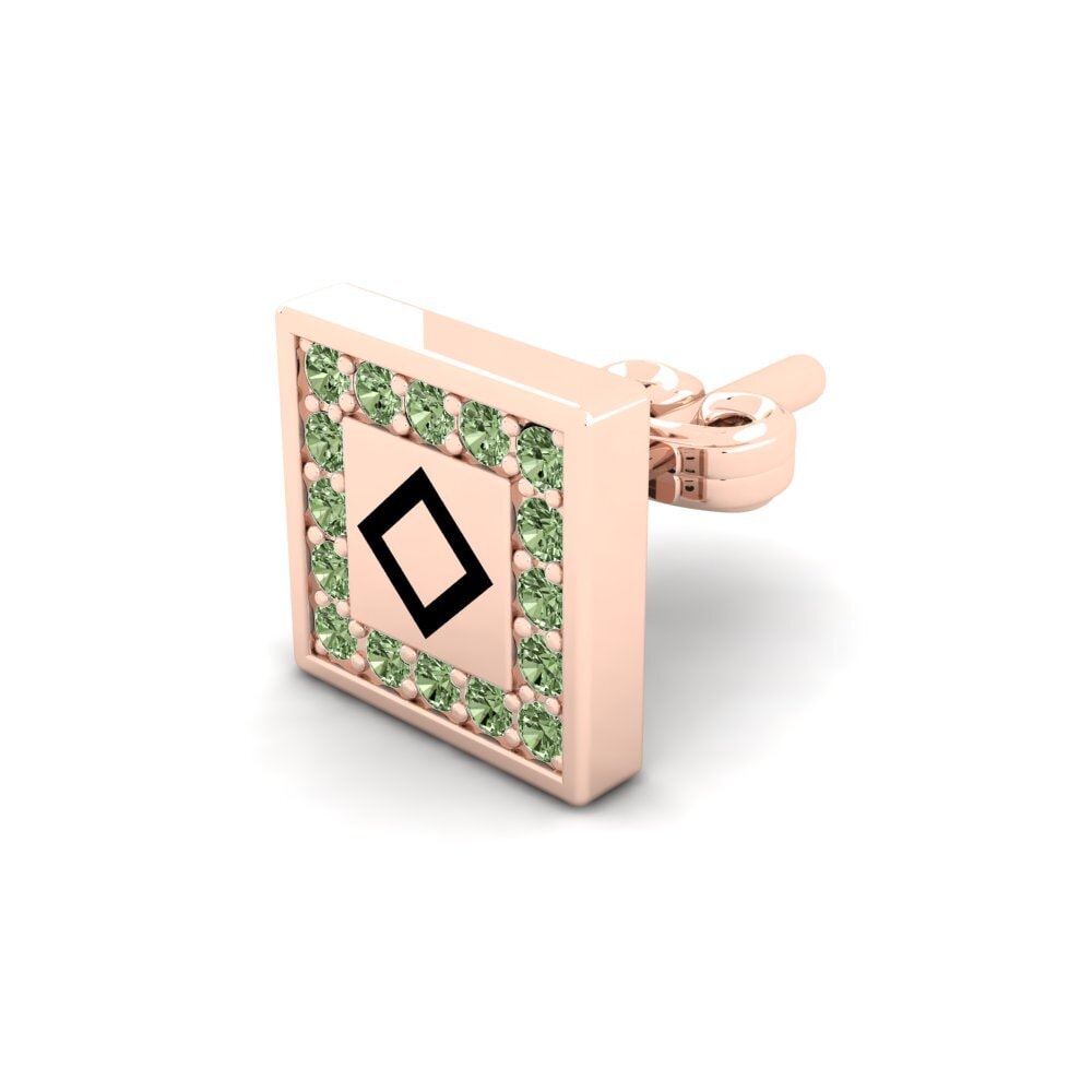14ct Rose Gold Green Diamond Men's Earring Arsenal