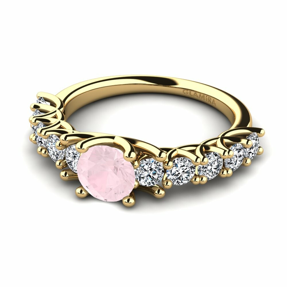 Bagues Or Jaune 18k Quartz Rose Éternité