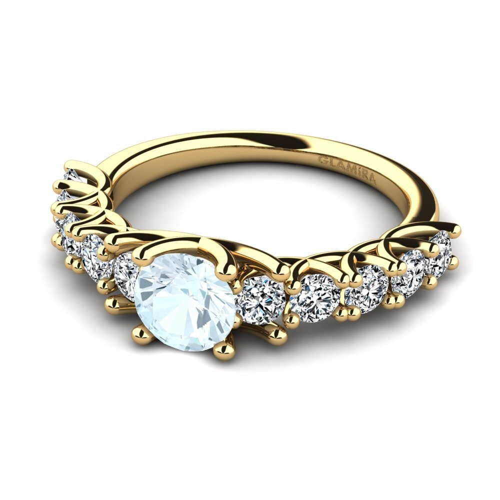Anillos de compromiso 14k Oro Amarillo Aguamarina Eternidad