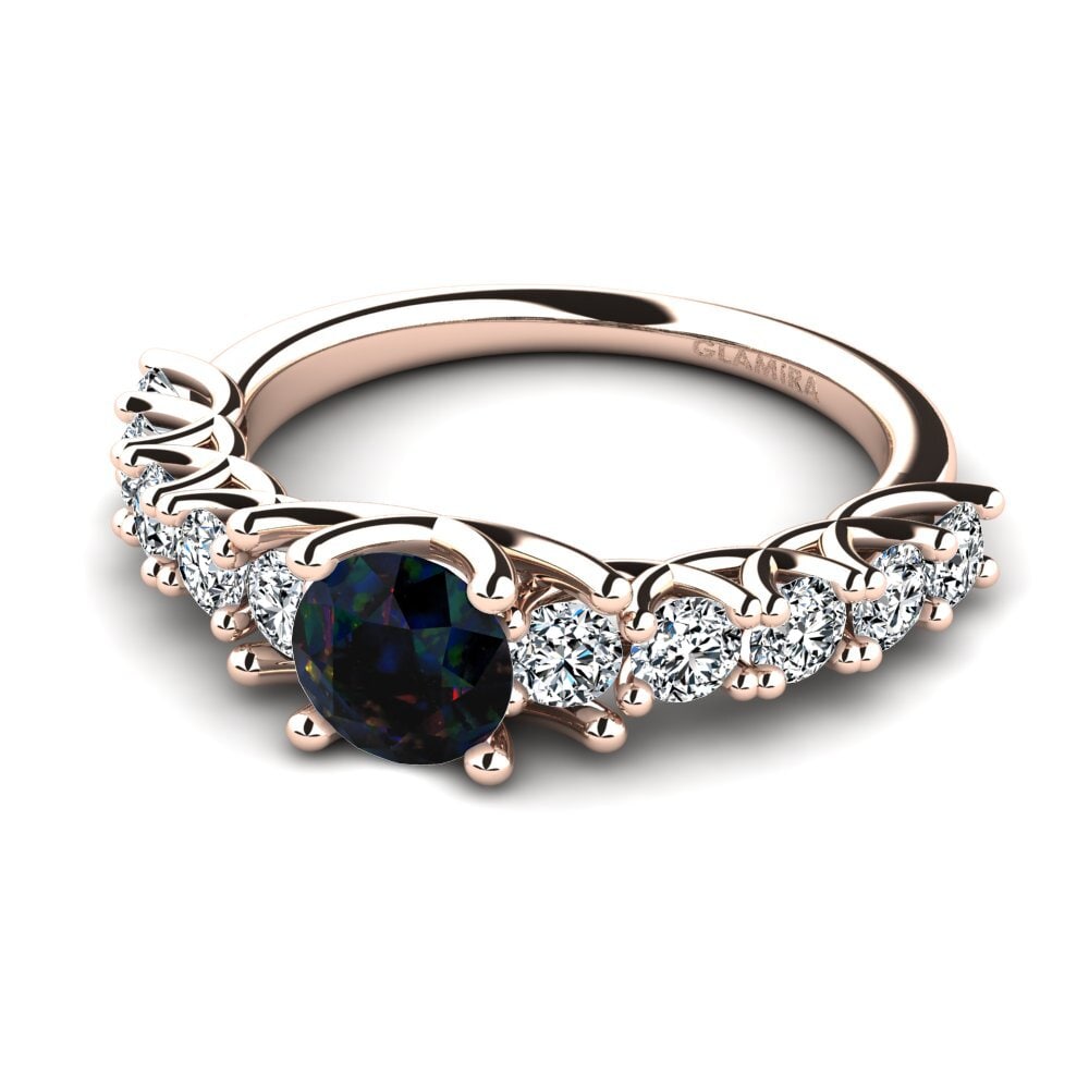 Eternity Black Opal 14ct Rose Gold Rings
