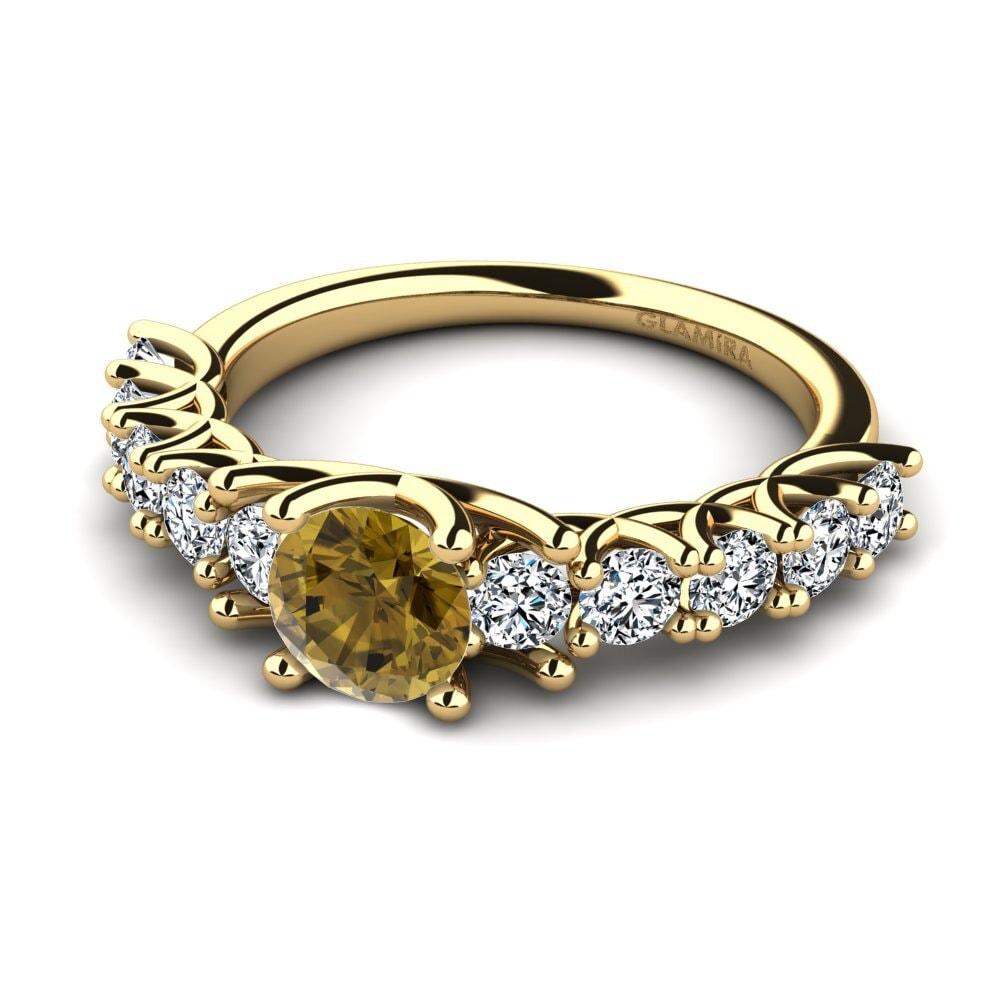 Eternity Brown Zircon 14ct Yellow Gold Rings