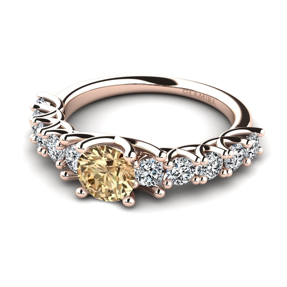 Anillos de compromiso 14k Oro Rosa Diamante café Eternidad