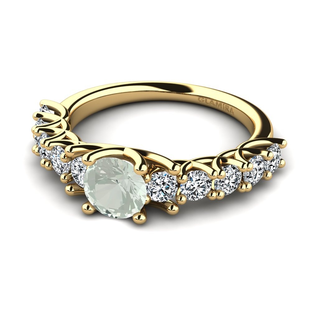 Eternity Green Amethyst 14ct Yellow Gold Rings