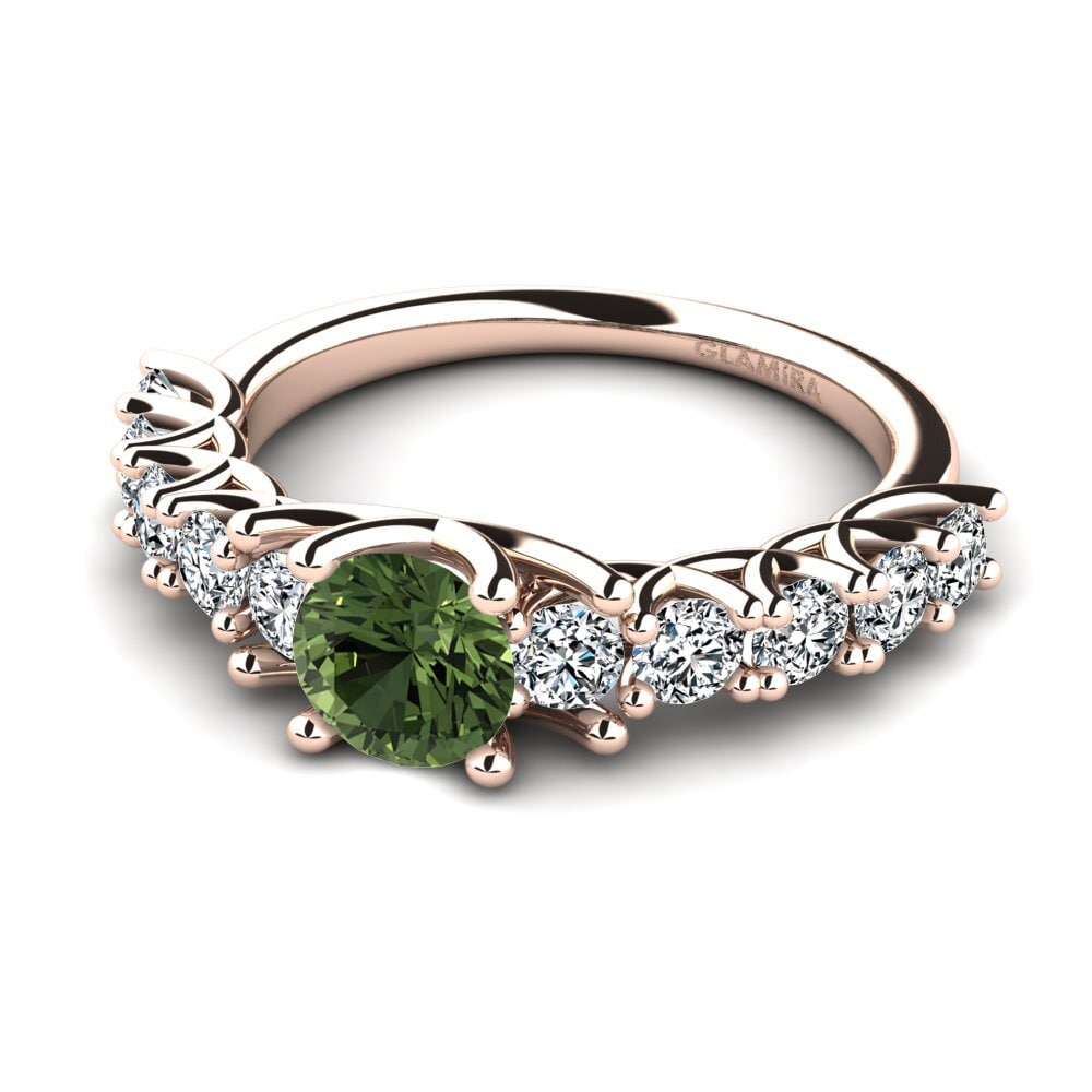 Anillos 14k Oro Rosa Zafiro Verde Eternidad