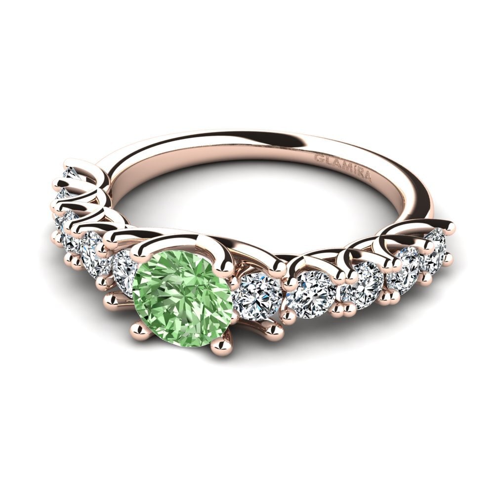 Eternity Green Diamond 14ct Rose Gold Rings