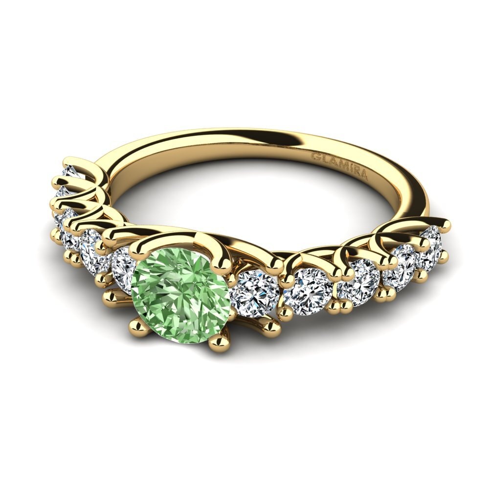 Bagues Or Jaune 585 Diamant Vert Éternité