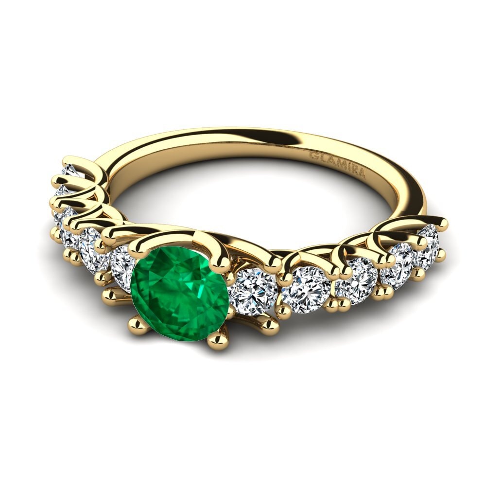 Eternity Emerald (Lab Created) 14ct Yellow Gold Rings