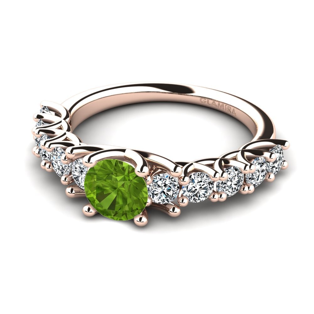 Anillos 14k Oro Rosa Peridoto Eternidad