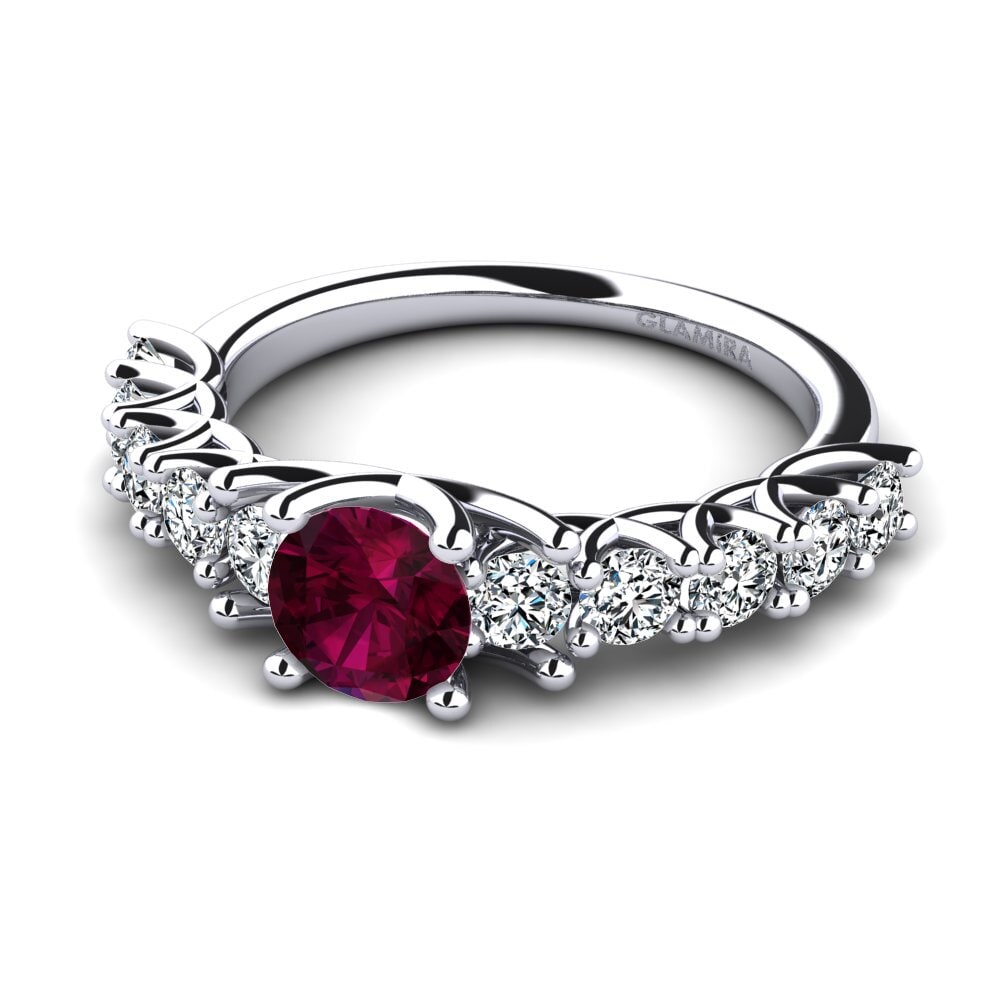 Eternity Rhodolite Garnet Engagement Rings