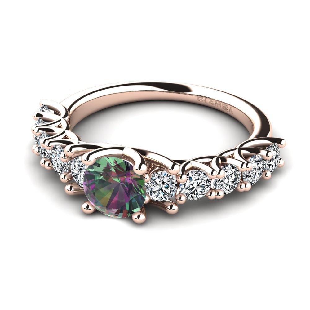Anillos 14k Oro Rosa Topacio Místico Eternidad