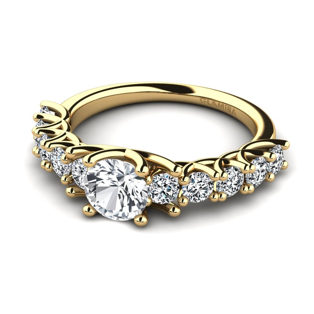 Anillos 18k Oro Amarillo Circón Blanco Eternidad