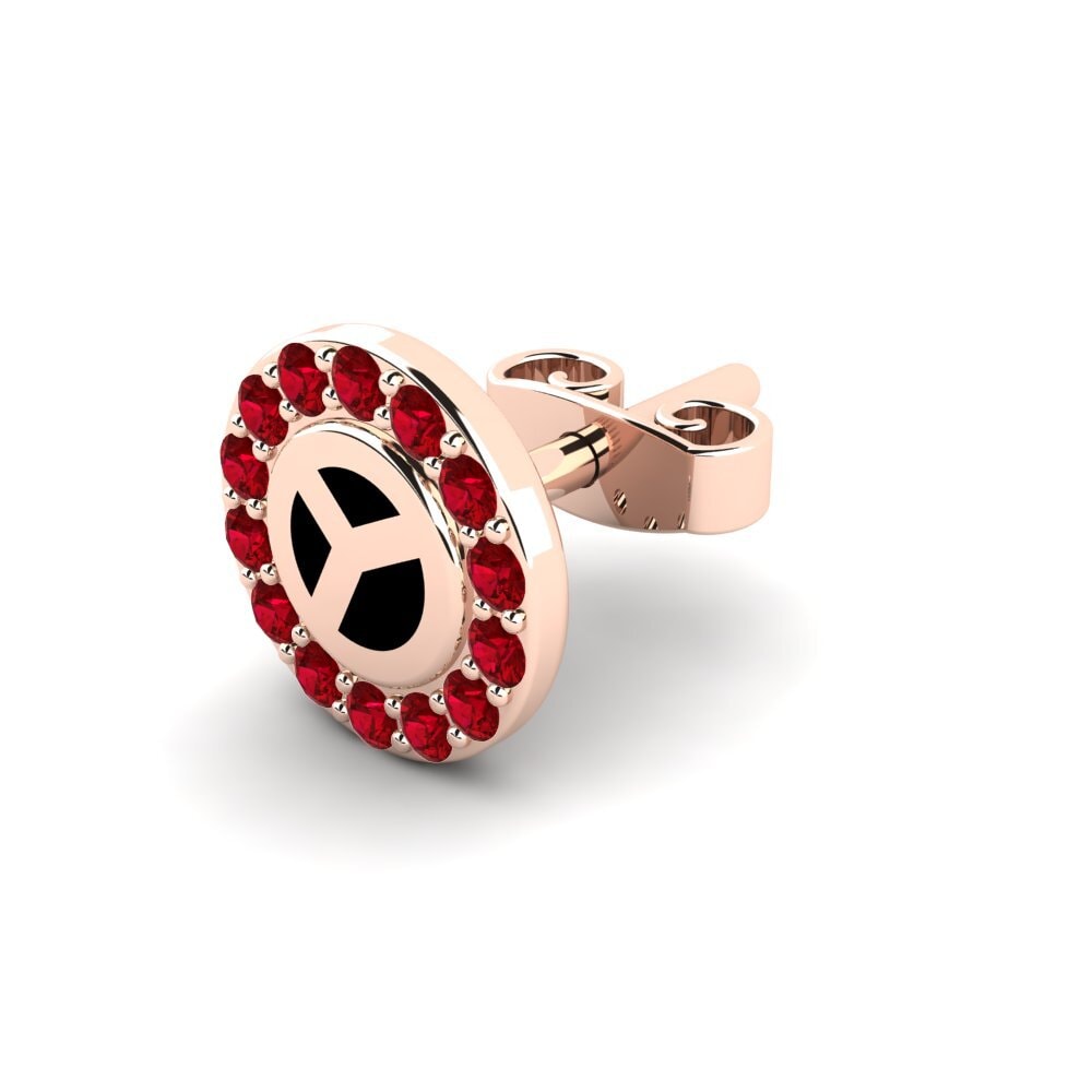 14k Oro Rosa Circonita Roja Pendiente para hombre Articuno