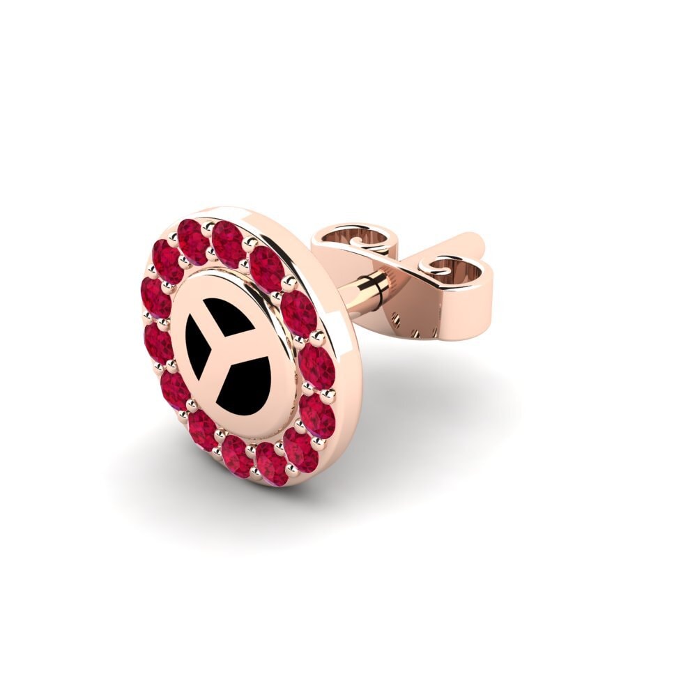 9ct Rose Gold Ruby Men's Earring Articuno